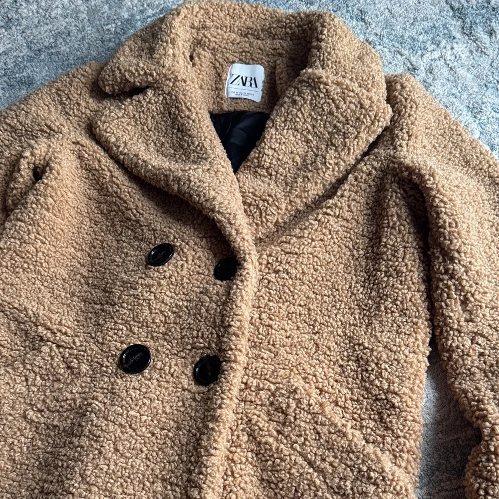 Zara Camel Textured Peacoat - Picture 3 of 5
